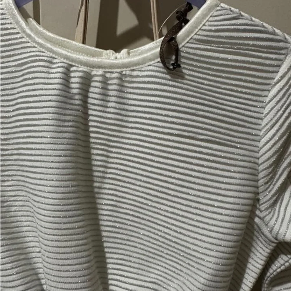 NWOT ORIGAMI Evie Long Sleeve Lurex Stripe Tutu Dress WHITE - Picture 7 of 14